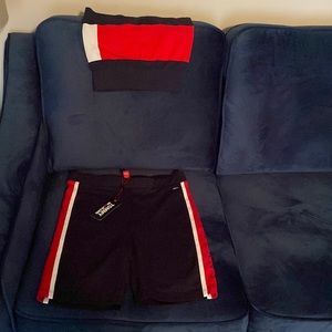 Tommy Biker shorts set. Brand new shorts but she shirt I washed to get the dust